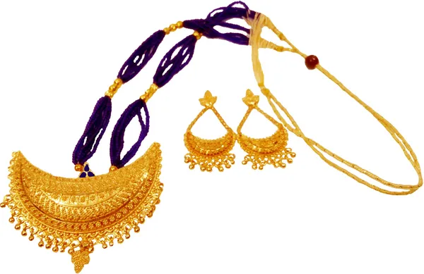 Assamese_Traditional_Gold_Plated_Blue_Colour_Tassel_Jewellery_Set_For_Women